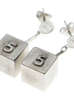 Chanel No.5 Logo Earrings Silver